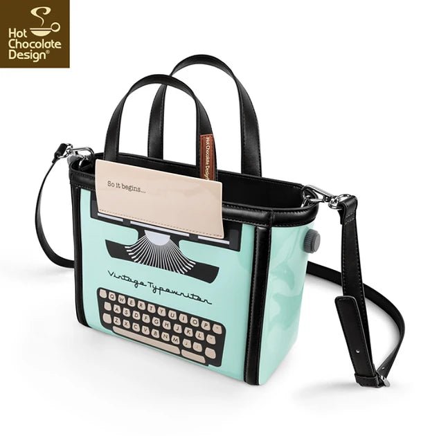 Chocolaticas® Typewriter Mini Tote Bag - Rockamilly-Bags & Purses-Vintage