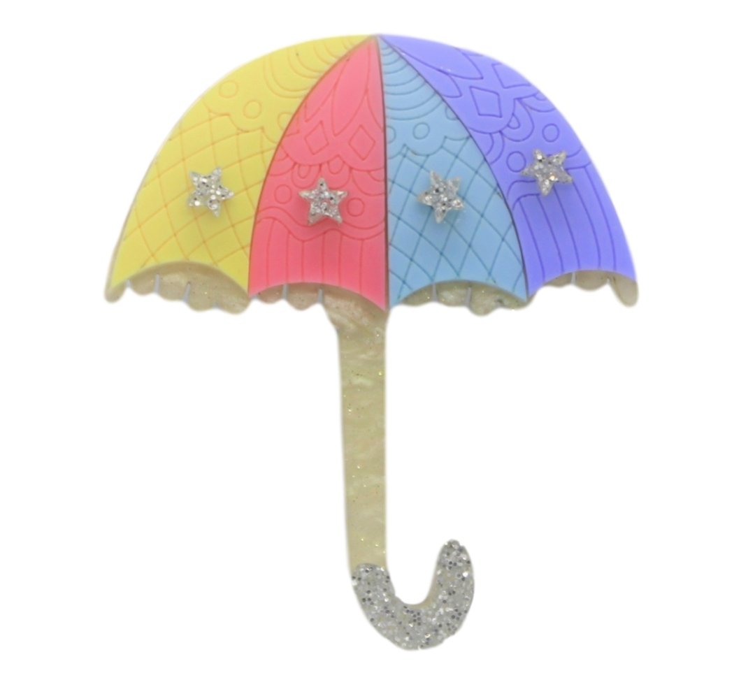 Colourful Umbrella Brooch - Rockamilly-Jewellery-Vintage