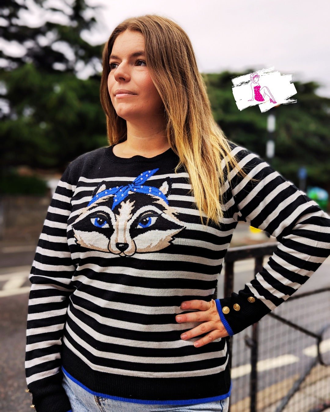 Curiously Cute Racoon Jumper - Rockamilly-Jumpers & Cardigans-Vintage