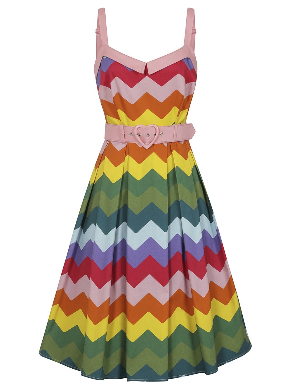 Dorothy Rainbow Chevron Swing Dress - Rockamilly-Dresses-Vintage