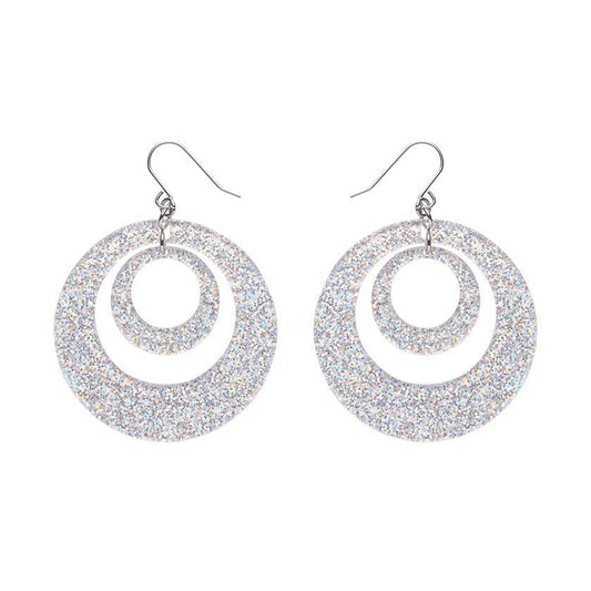 Double Hoop Glitter Drop Earrings - Iridescent - Rockamilly-Jewellery-Vintage