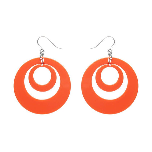 Double Hoop Solid Drop Earrings - Orange - Rockamilly-Jewellery-Vintage