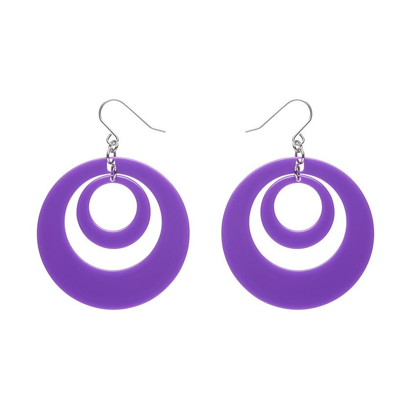 Double Hoop Solid Drop Earrings - Purple - Rockamilly-Jewellery-Vintage