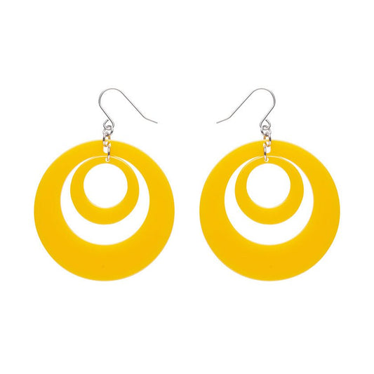 Double Hoop Solid Drop Earrings - Yellow - Rockamilly-Jewellery-Vintage