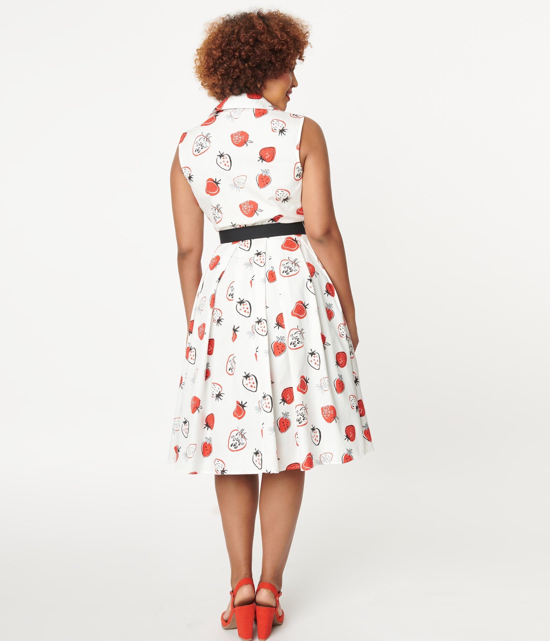 Edith Strawberry Print Swing Dress - Rockamilly-Dresses-Vintage