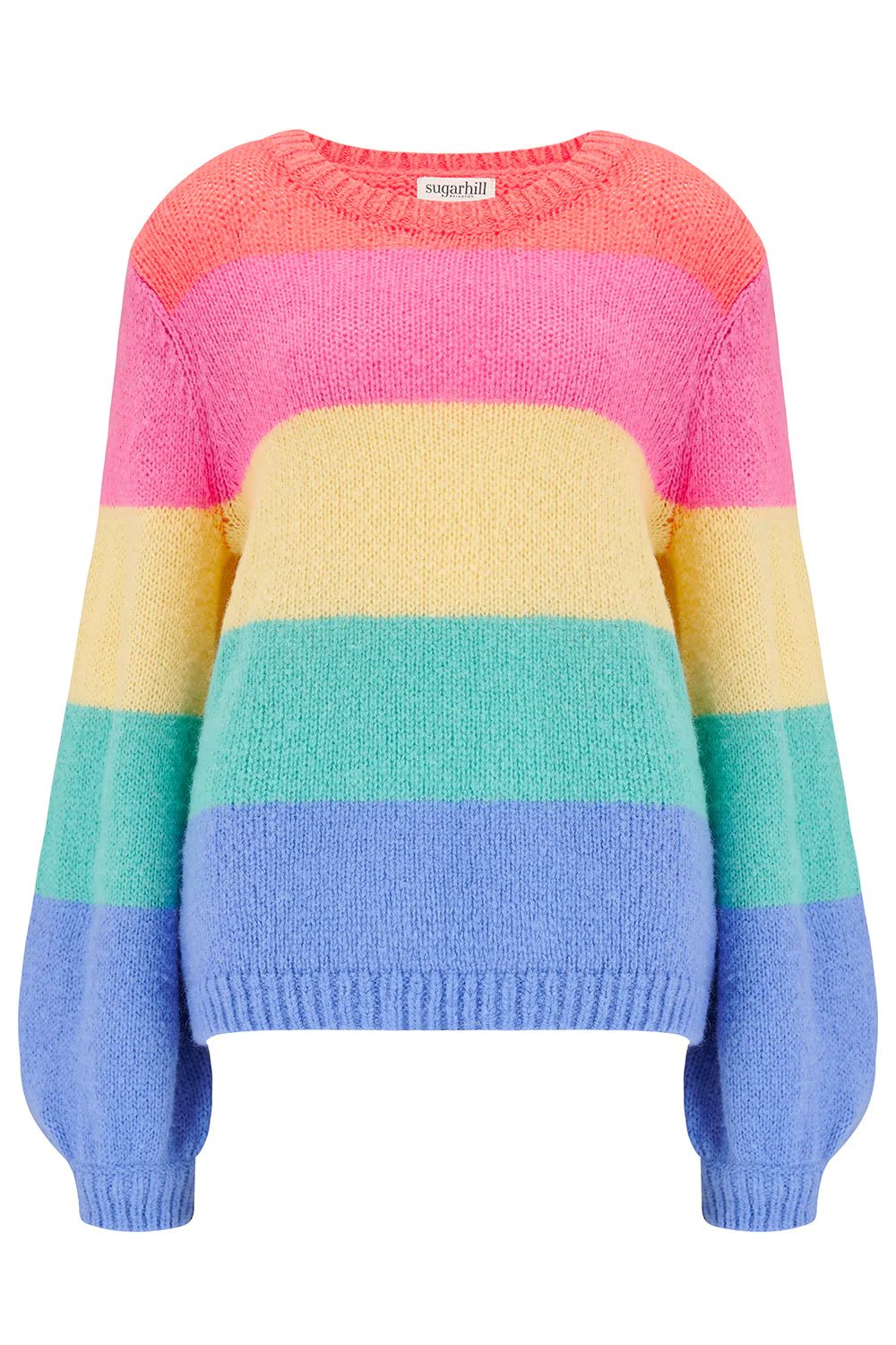 Essie Jumper - Multi, Rainbow Block Stripes - Rockamilly-Knitwear-Vintage