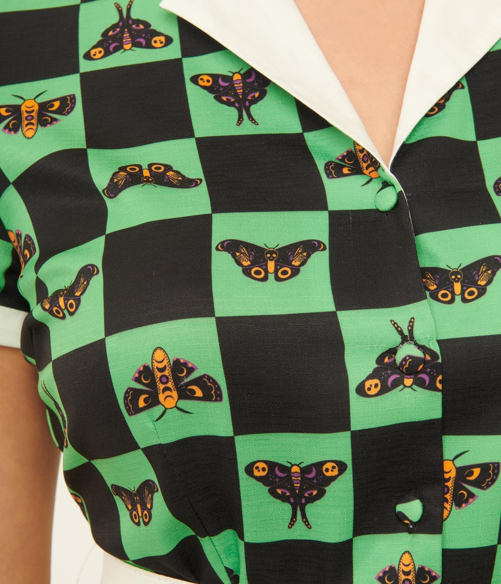 Green Moth Chequered Print Alexis Swing Dress Rockamilly Green Moth Chequered Print Alexis Swing Dress Rockamilly