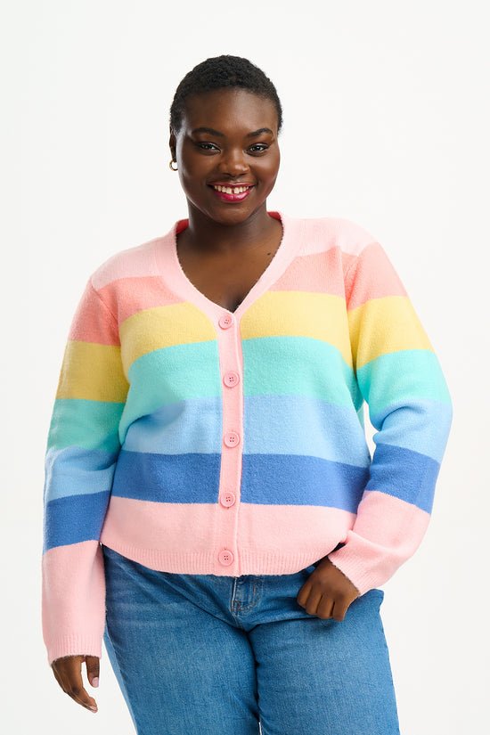 Izzy Pastel Rainbow Striped Cardigan – Rockamilly