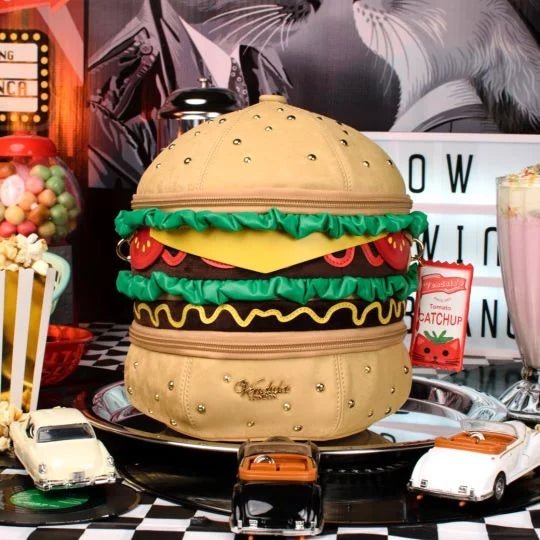 Kitty's Drive In Movie - Catablanca Burger Crossbody Bag - Rockamilly-Bags & Purses-Vintage