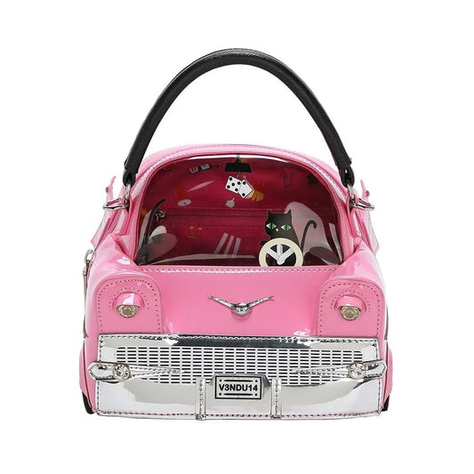 Kitty's Drive In Movie - Catablanca Cattilac Top Handle Bag - Rockamilly-Bags & Purses-Vintage