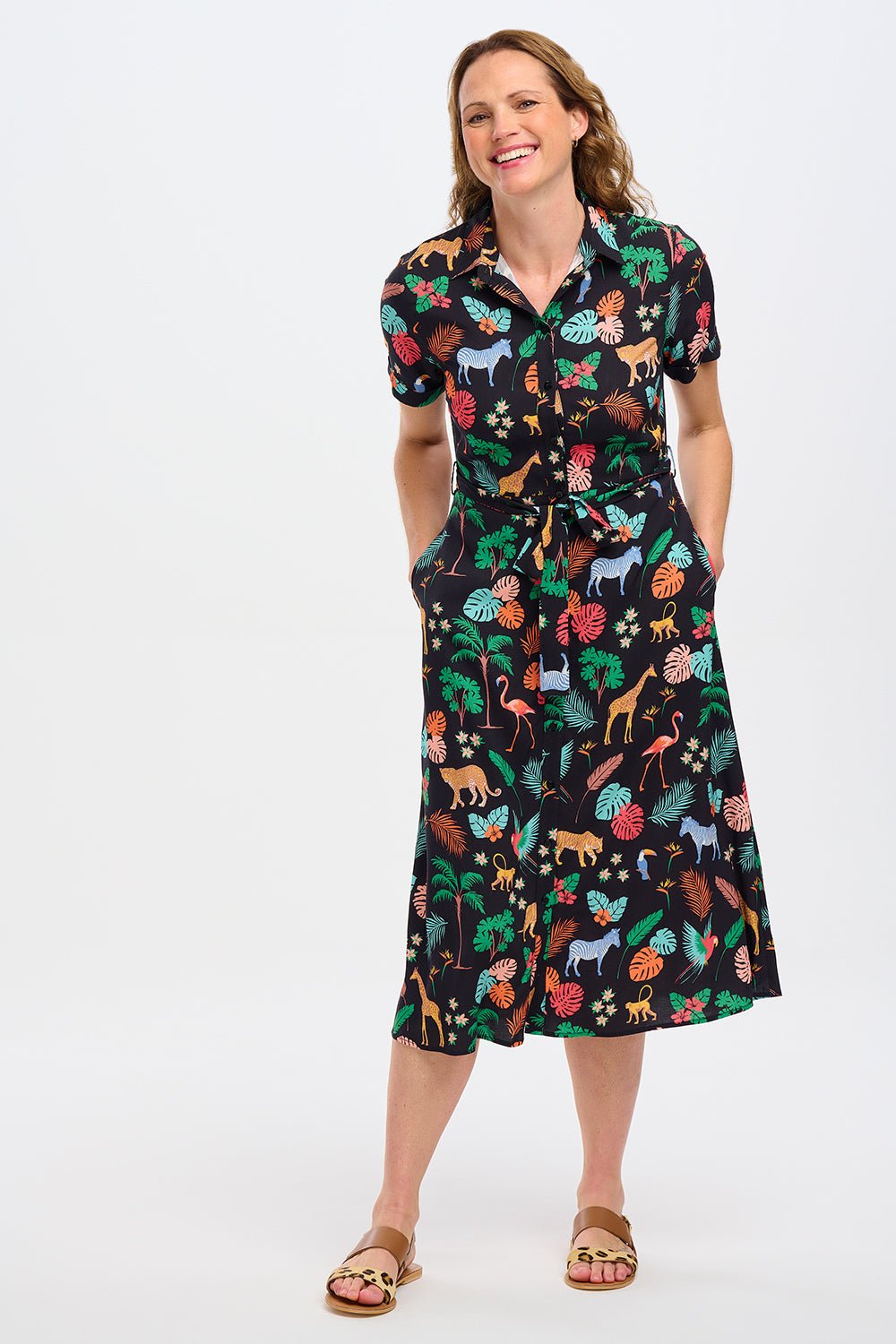 Lauretta Shirt Dress - Tropical Safari - Rockamilly-Dresses-Vintage