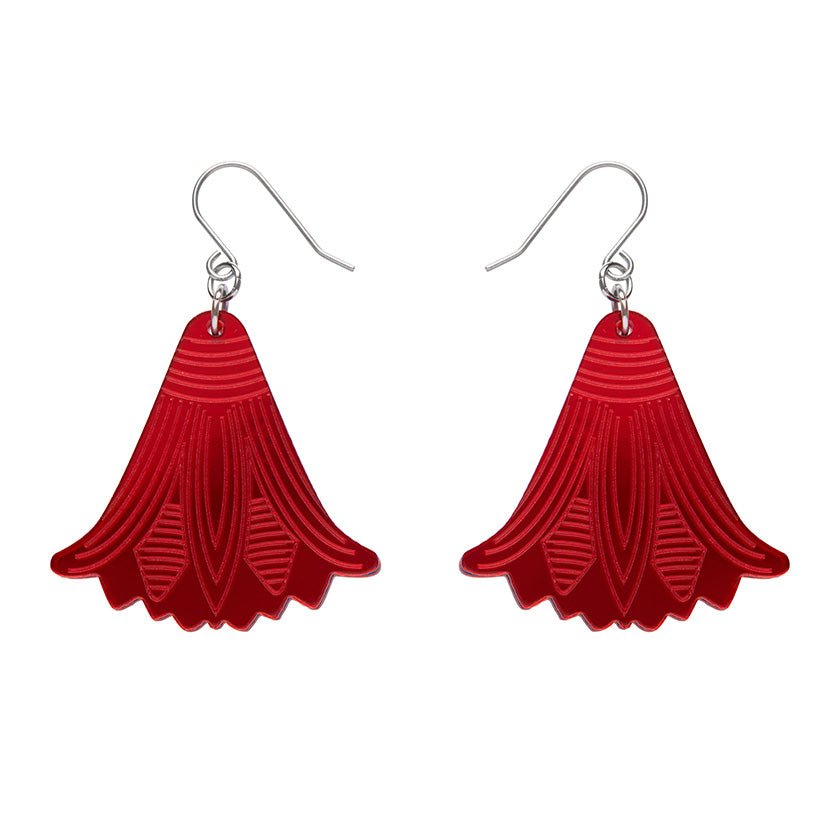Lotus Mirror Drop Earrings - RED - Rockamilly-Jewellery-Vintage