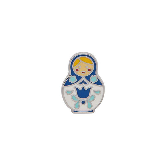 Matryoshka Memories Small Blue/Wht Enamel Pin Erstwilder - Rockamilly-Accessories-Vintage
