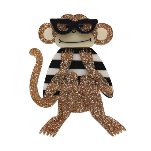 Moe the Monkey Lover Brooch - Rockamilly-Jewellery-Vintage