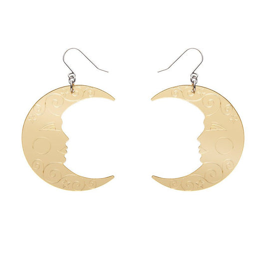Moon Mirror Drop Earrings - Gold - Rockamilly-Jewellery-Vintage