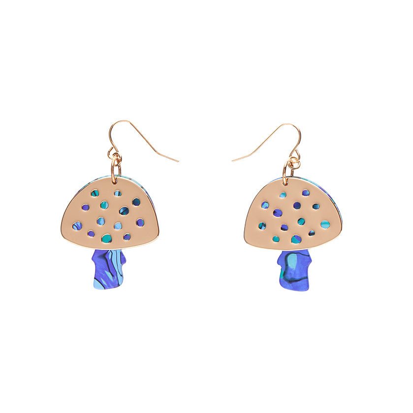 Mushroom Textured Resin Drop Earrings - Blue - Rockamilly-Jewellery-Vintage