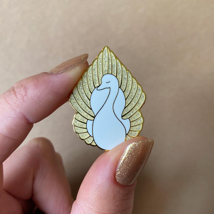 On White Wings Enamel Pin - Rockamilly-Jewellery-Vintage