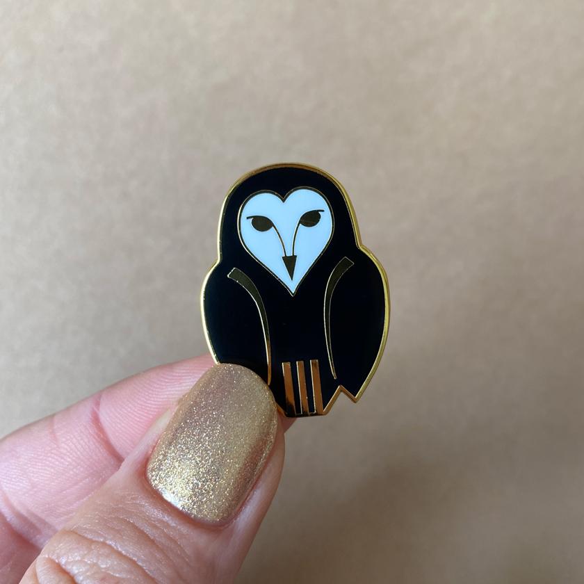 Owl Ornamental Enamel Pin - Rockamilly-Jewellery-Vintage