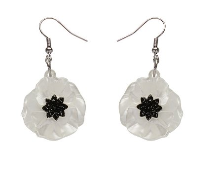Poppy Field White Drop Earrings Erstwilder - Rockamilly-Jewellery-Vintage