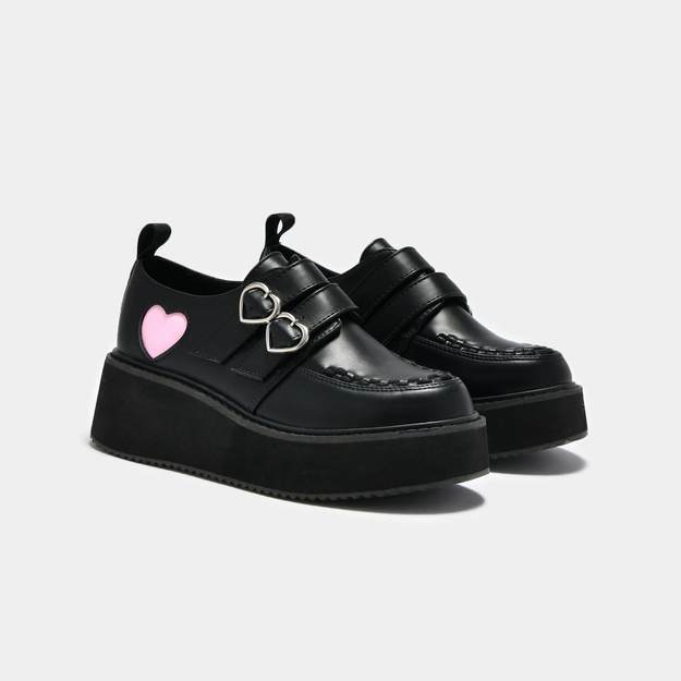 Pothos Pink Heart Wave Platform Shoes - Rockamilly-Shoes-Vintage