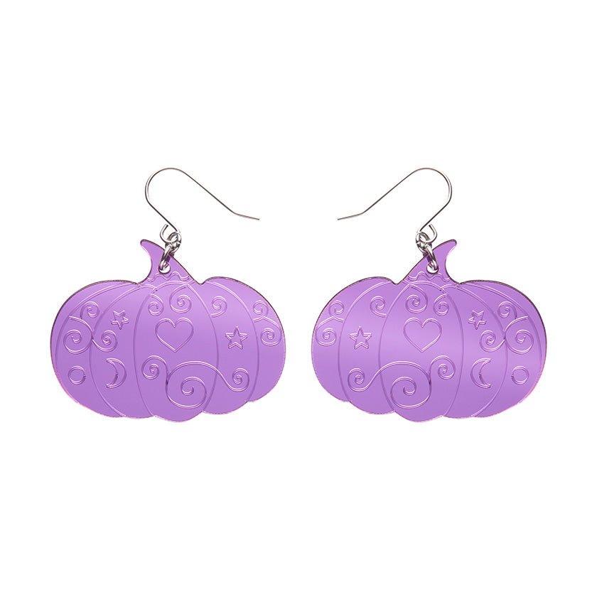 Pumpkin Magic Mirror Drop Earrings - Purple - Rockamilly-Jewellery-Vintage