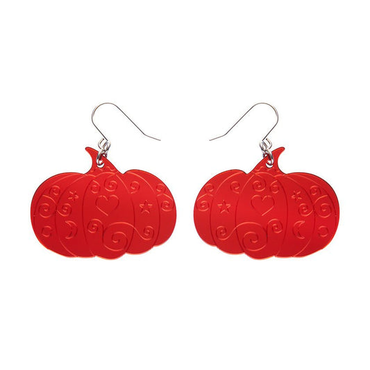 Pumpkin Magic Mirror Drop Earrings - Red - Rockamilly-Jewellery-Vintage