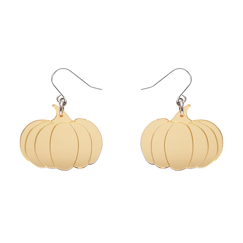 Pumpkin Mirror Drop Earrings - Gold - Rockamilly-Jewellery-Vintage