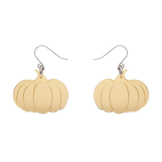 Pumpkin Mirror Drop Earrings - Gold - Rockamilly-Jewellery-Vintage