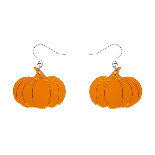 Pumpkin Mirror Drop Earrings - Orange - Rockamilly-Jewellery-Vintage