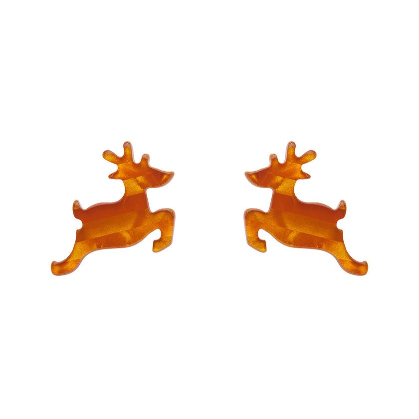 Reindeer Glitter Stripe Stud Earrings - Orange - Rockamilly-Jewellery-Vintage