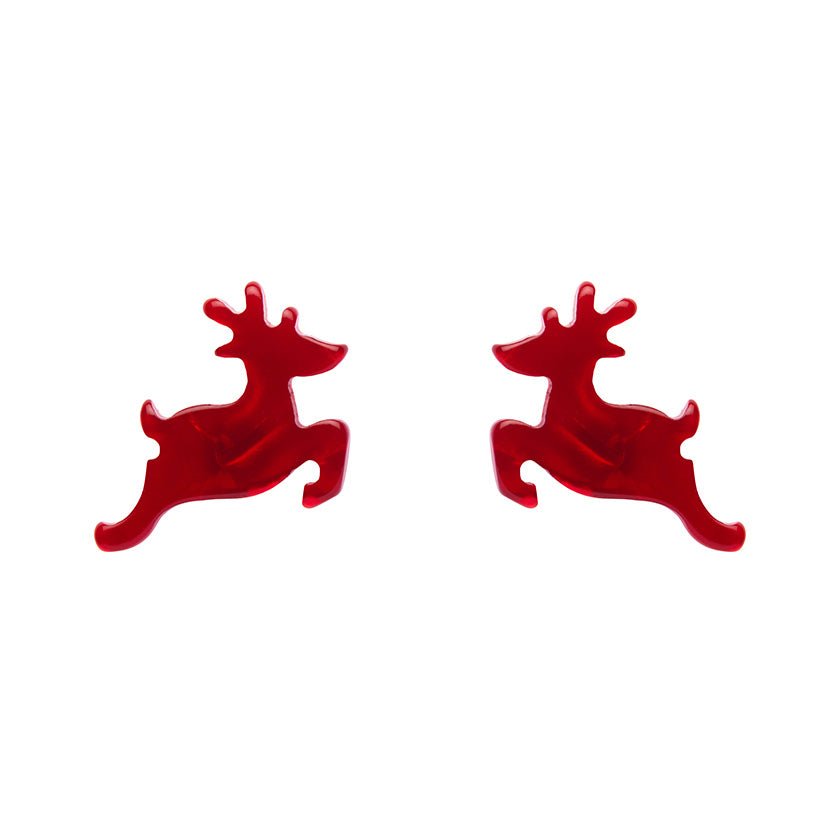 Reindeer Ripple Stud Earrings - Red - Rockamilly-Jewellery-Vintage