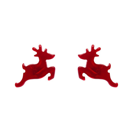Reindeer Ripple Stud Earrings - Red - Rockamilly-Jewellery-Vintage