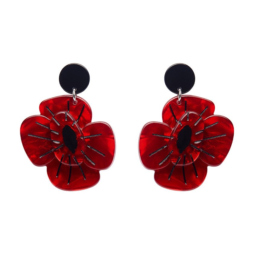 Remembrance Poppy Drop Earrings - Rockamilly-Accessories-Vintage