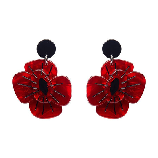 Remembrance Poppy Drop Earrings - Rockamilly-Accessories-Vintage