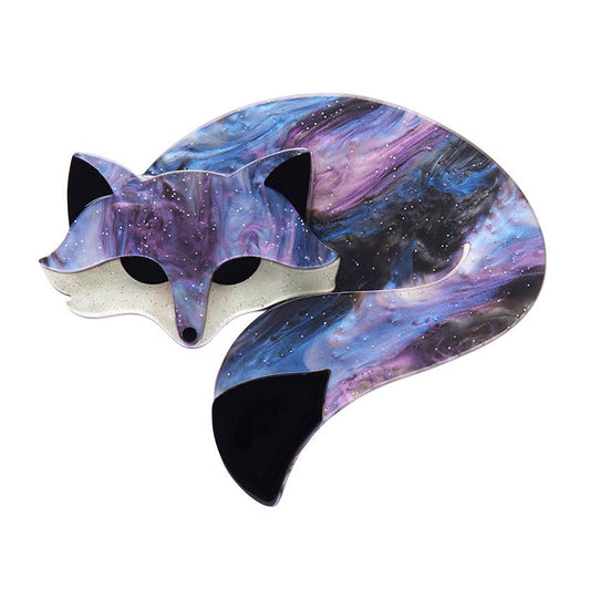 Saffron the Sleeping Fox Brooch - Blue/Purple - Rockamilly-Jewellery-Vintage