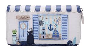 Seaside Souvenirs Large Zip Around Wallet - Rockamilly-Bags & Purses-Vintage