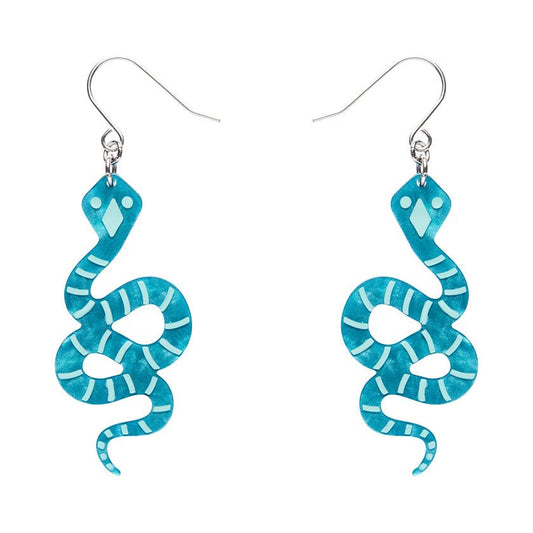Snake Textured Resin Drop Earrings - Emerald - Rockamilly-Jewellery-Vintage