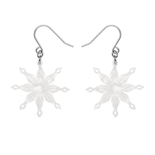 Snowflake Ripple Drop Earrings - White - Rockamilly-Jewellery-Vintage
