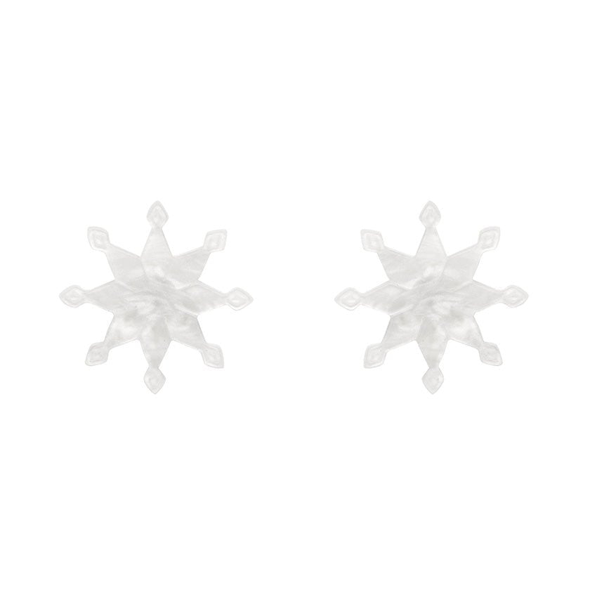 Snowflake Ripple Stud Earrings - White - Rockamilly-Jewellery-Vintage
