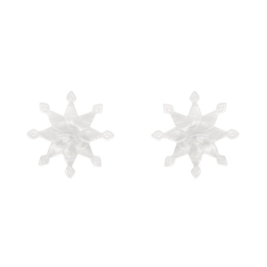 Snowflake Ripple Stud Earrings - White - Rockamilly-Jewellery-Vintage