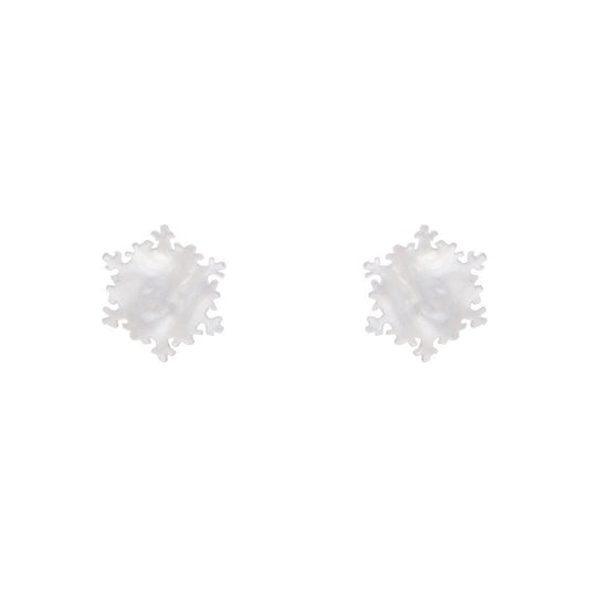 Snowflake Ripple Stud Earrings - White - Rockamilly-Jewellery-Vintage
