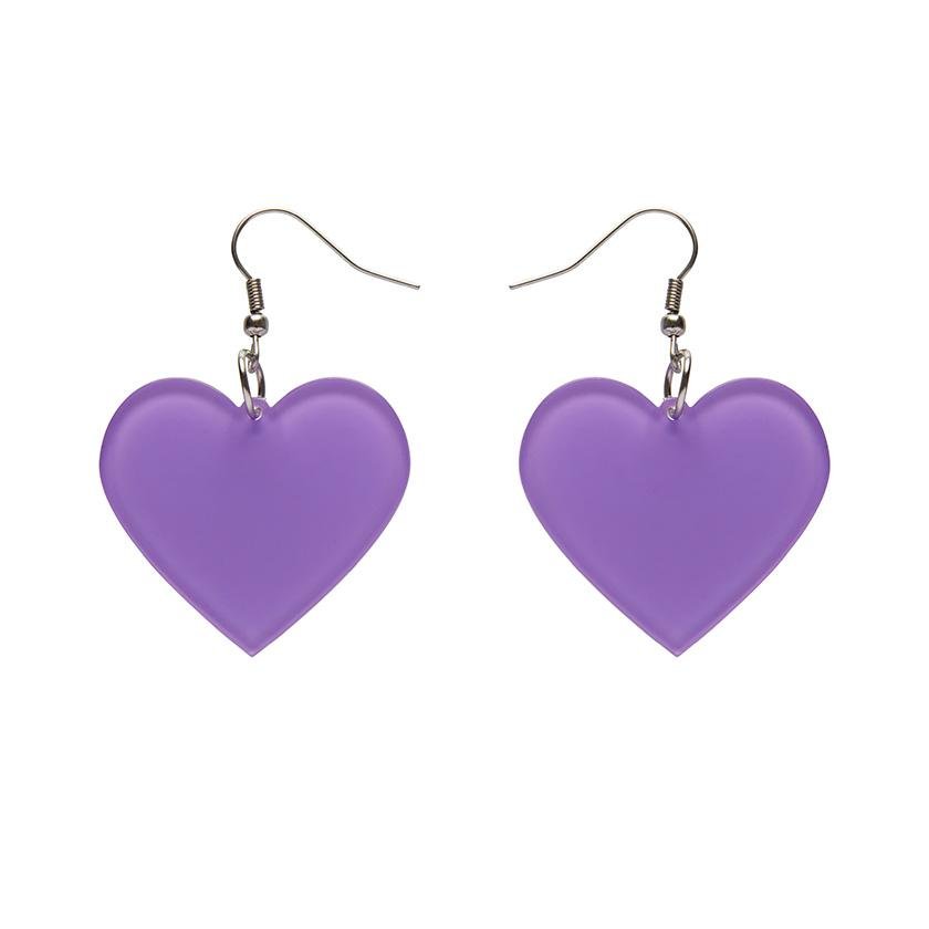 Solid Heart Bubble Resin Drop Earrings - Lavender - Rockamilly-Jewellery-Vintage
