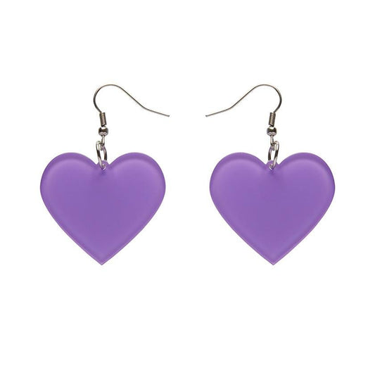 Solid Heart Bubble Resin Drop Earrings - Lavender - Rockamilly-Jewellery-Vintage