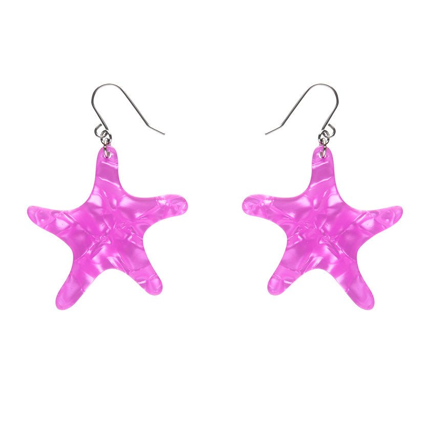 Starfish Ripple Drop Earrings - Purple - Rockamilly-Jewellery-Vintage