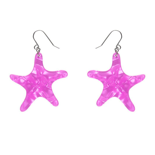 Starfish Ripple Drop Earrings - Purple - Rockamilly-Jewellery-Vintage