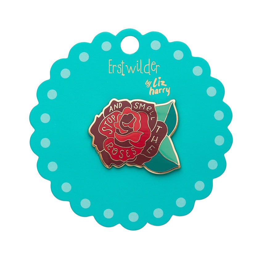 Stop & Smell the Roses Enamel Pin - Rockamilly-Jewellery-Vintage