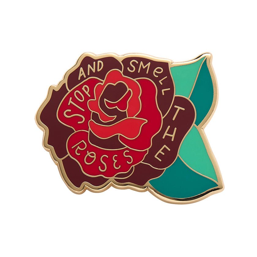 Stop & Smell the Roses Enamel Pin - Rockamilly-Jewellery-Vintage