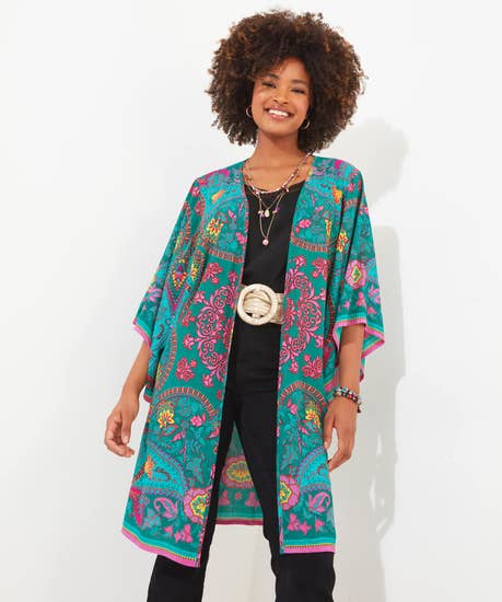 Tallulah Printed Kimono - Rockamilly-Jackets & Coats-Vintage