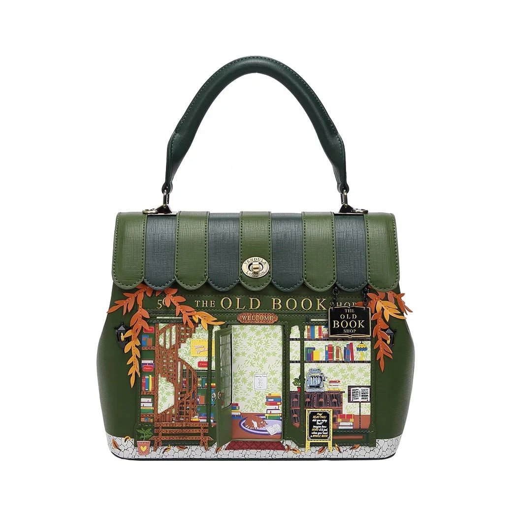 The Old Bookshop - Green Edition - Grace Bag - Rockamilly-Bags & Purses-Vintage