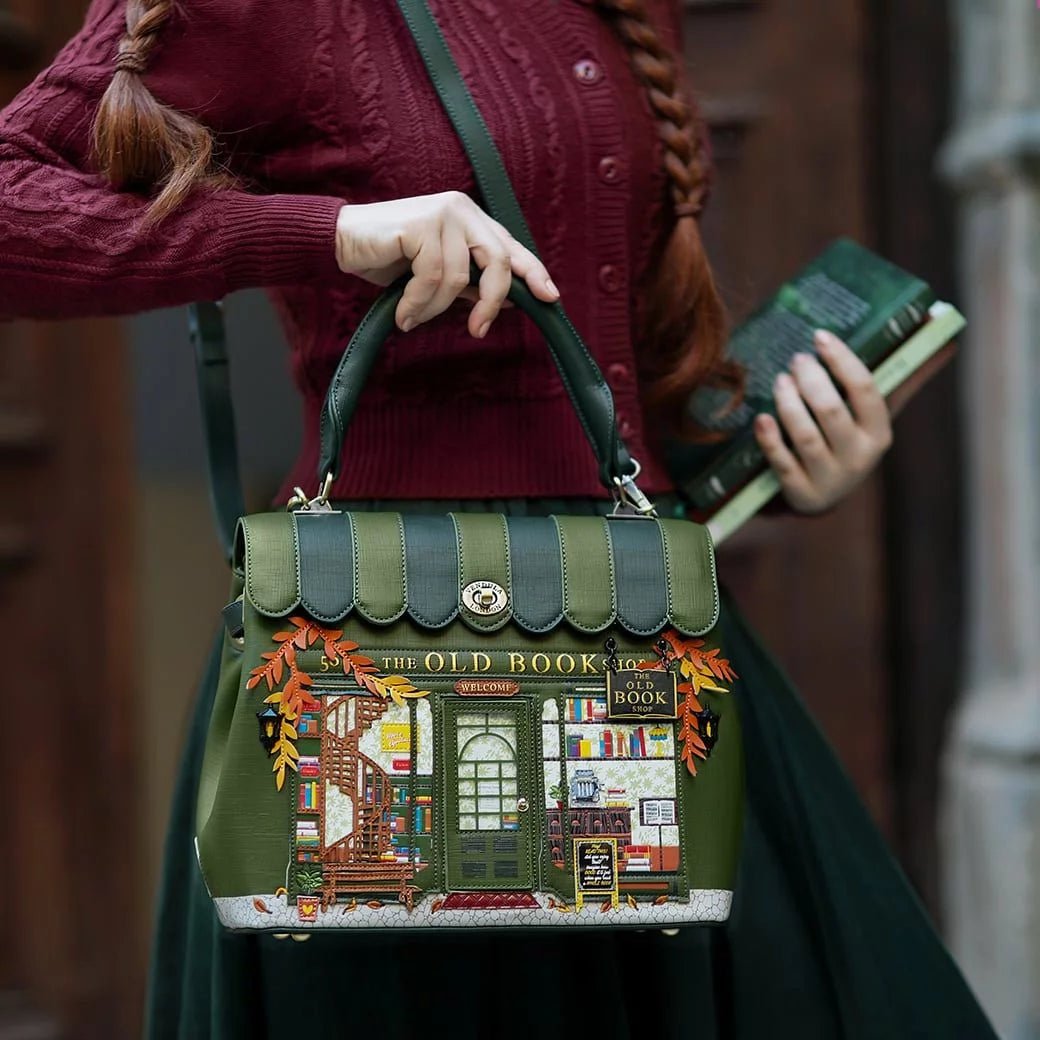 The Old Bookshop - Green Edition - Grace Bag - Rockamilly-Bags & Purses-Vintage